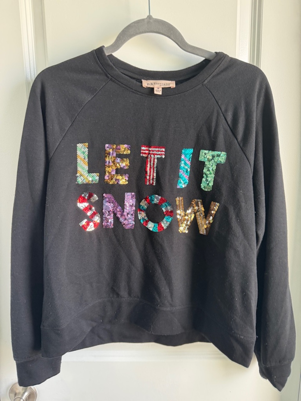 Black Sequin "Let It Snow" Holiday Sweatshirt